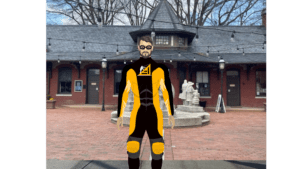 Roof Guardian at historic train depot in downtown Burling North Carolina